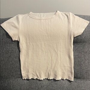 Old Navy Cream Short Sleeve Ribbed Tee